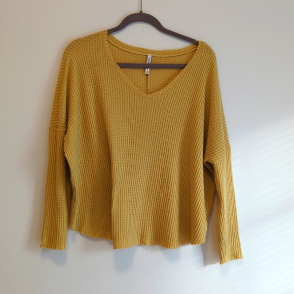 Only For You Light Mustard Yellow Knit Long Sleeve Top - Picture 1 of 8